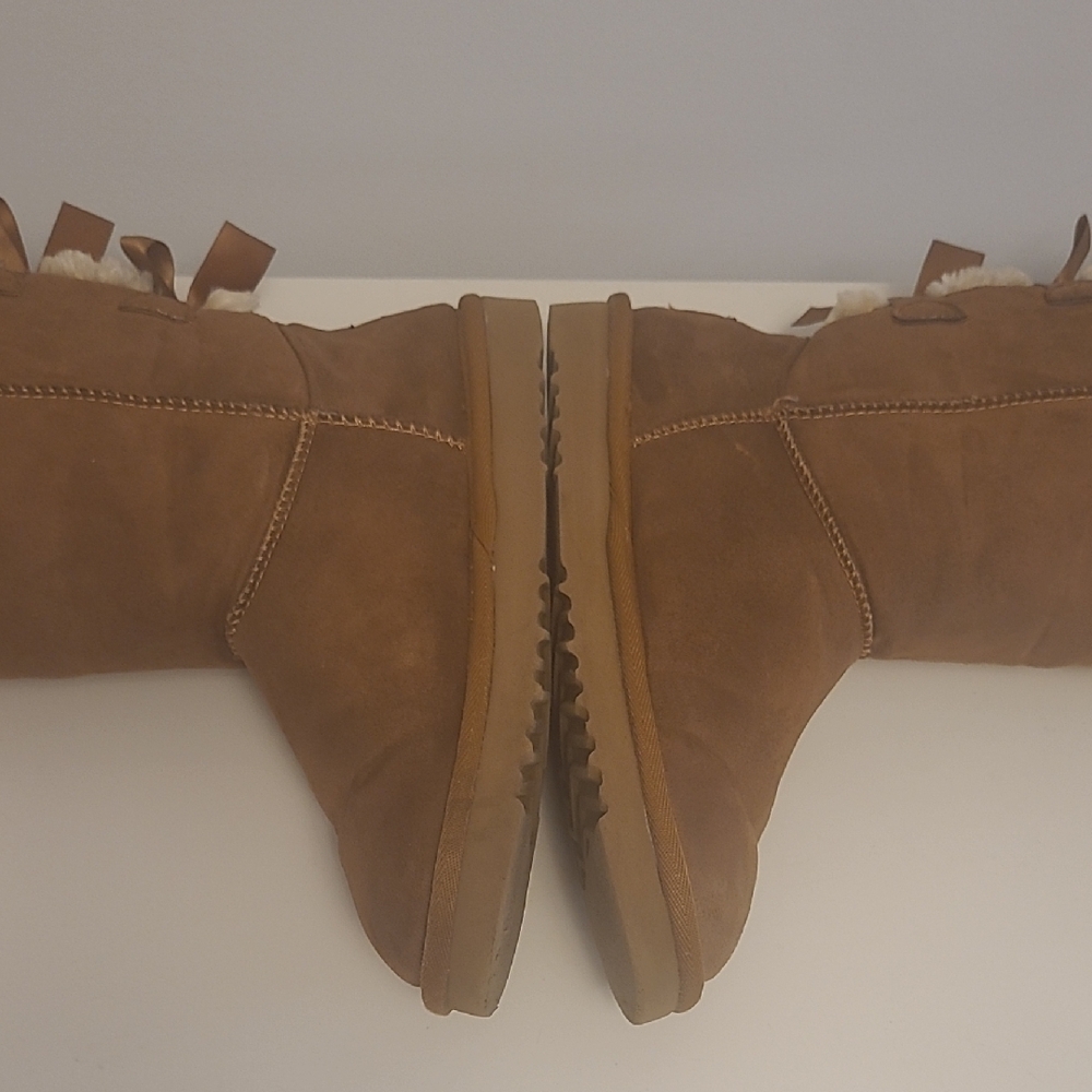UGG Women's Tan Shearling Boots with Bows - Picture 14 of 16